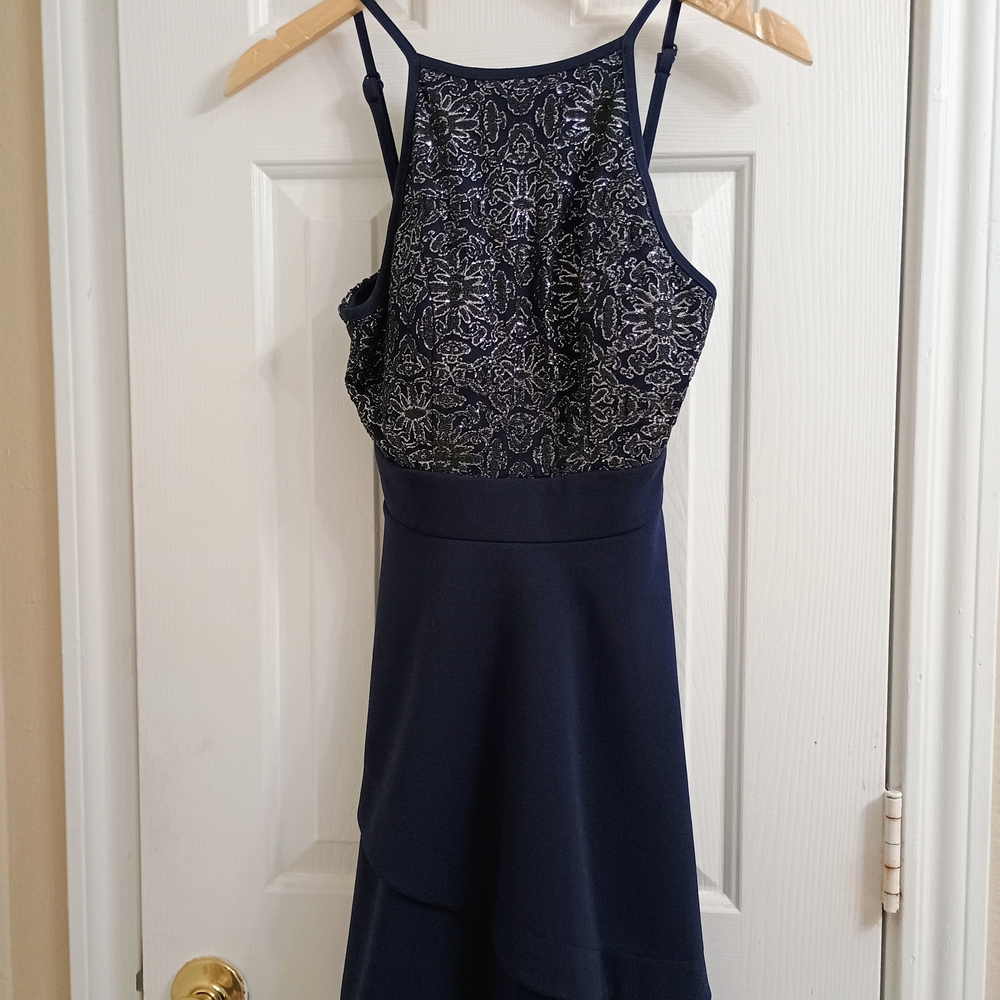Elegant Navy Lace Dress